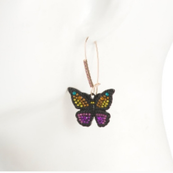 🖤🔹️ Betsey Johnson🔹️ Butterfly Hook dangle earrings ✨️ 🦋 - Picture 2 of 5